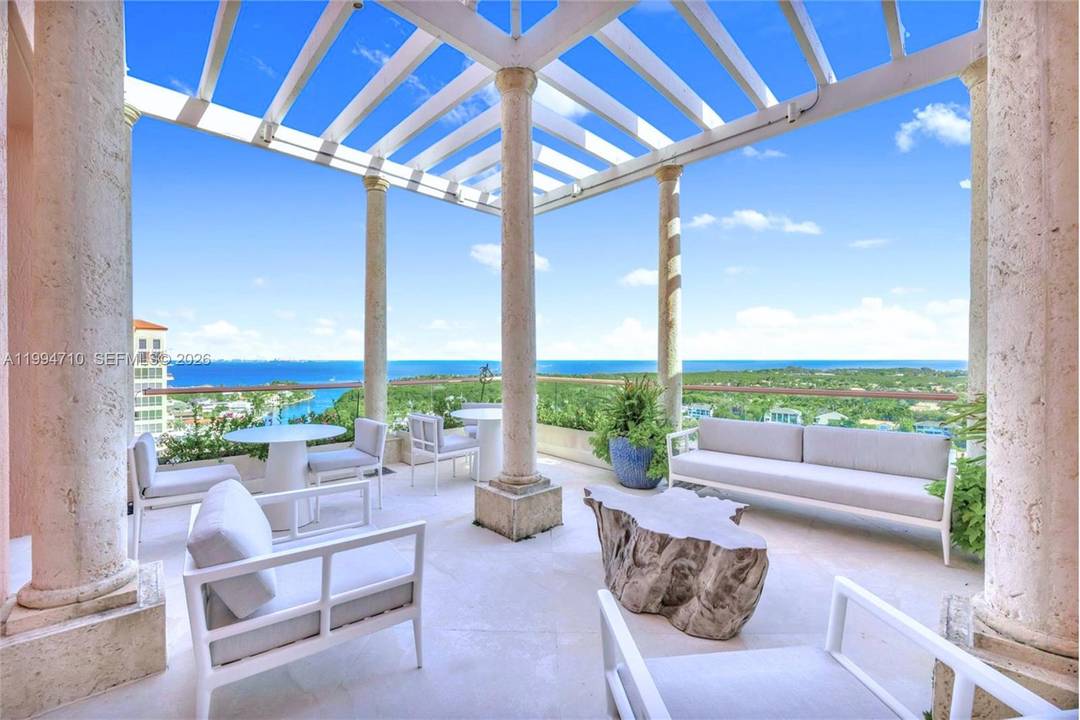 Rare two story Tower Suite penthouse at The Gables Club offering breathtaking panoramic views of Biscayne Bay amp ; the Miami skyline.