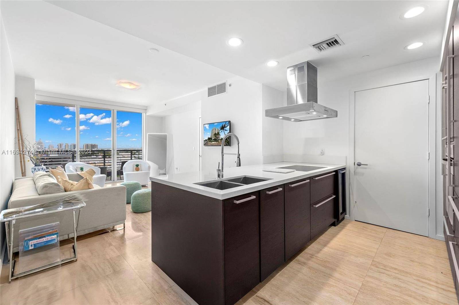 The perfect South Beach pied a terre on the bay at the Capri, a luxury boutique building.