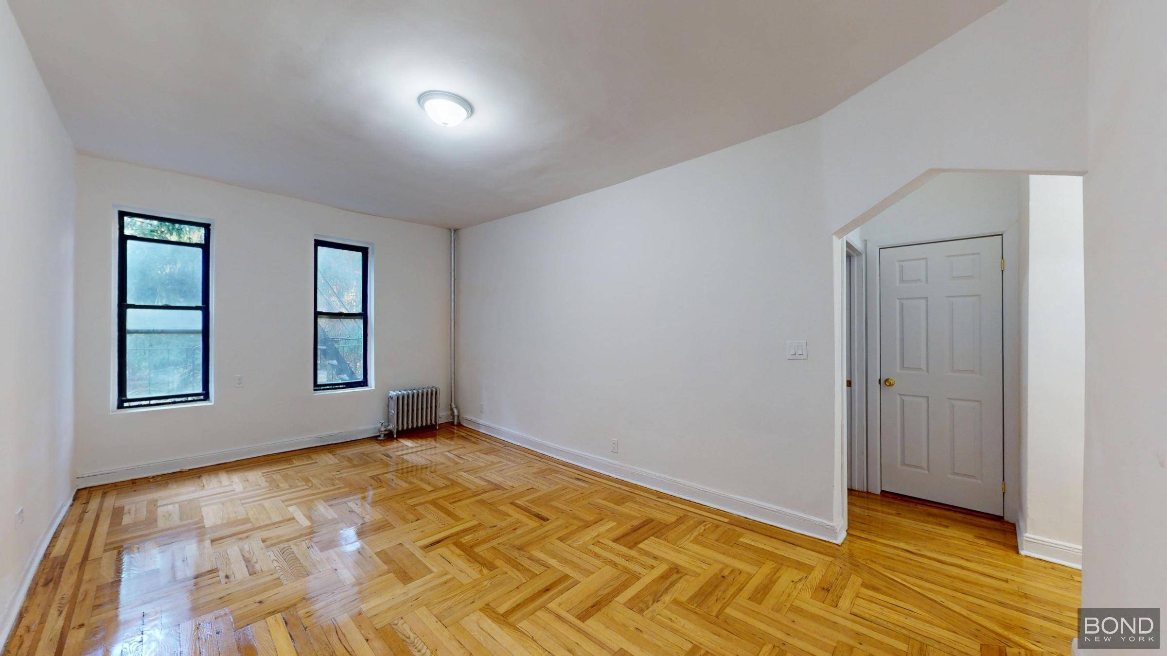 Massive 2 bedroom apartment features large living room, queen size bedrooms, separate kitchen with stainless steel appliances and a dishwasher, good closet space, sparkling bathroom and high ceilings.