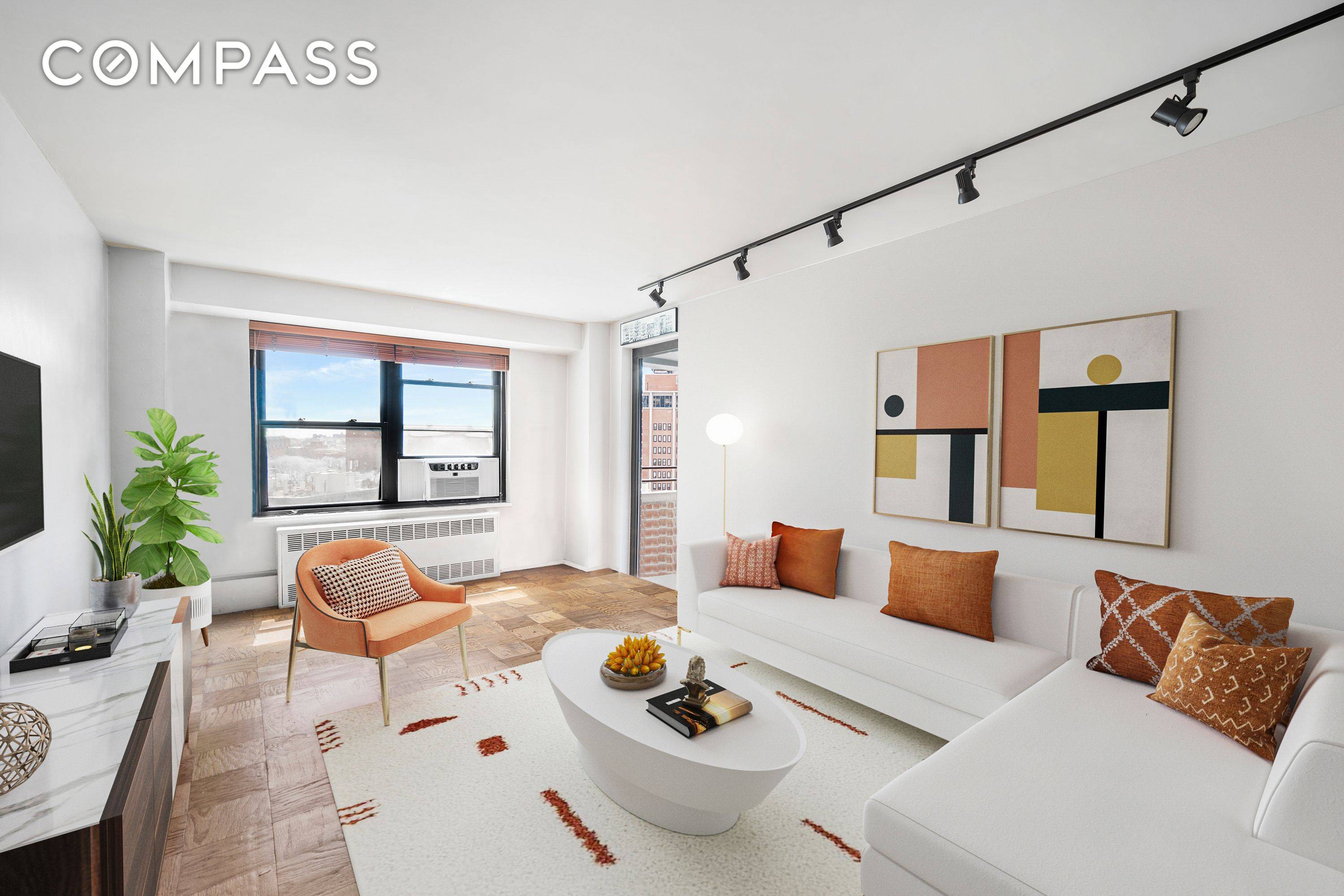 Beautiful and spacious 1BR 1BA light filled apartment with private balcony located on a high floor.