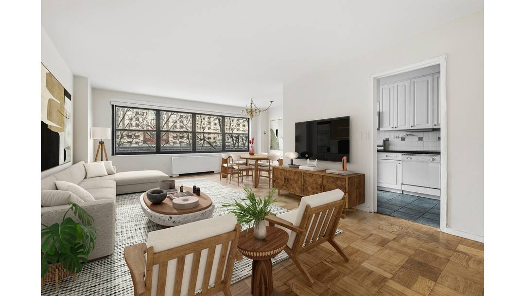 Massive two bedroom, one bath home with a separate dining area in the highly desirable Lincoln Towers.