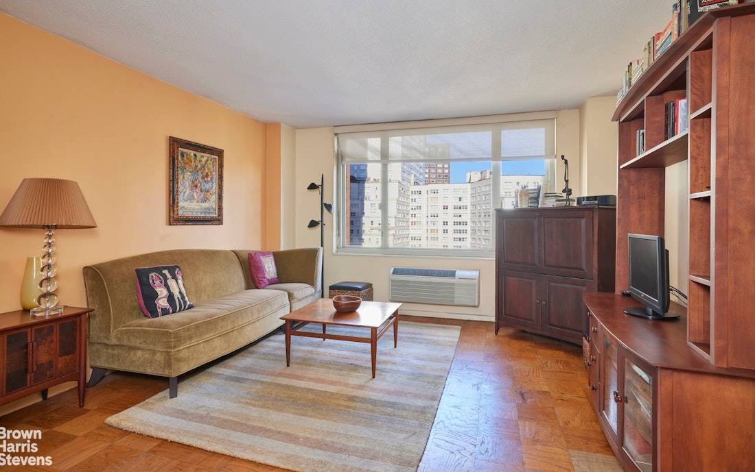 Apartment 17G is a fully furnished one bedroom, one bathroom that sits high above Lincoln Center with fantastic northern views.