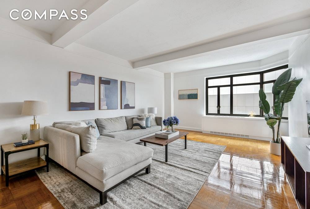 This charming pre war 2 Bedroom, 2 Bathroom co op has three exposures, high ceilings, hardwood floors, soon to be installed central air heating units, a renovated kitchen and two ...