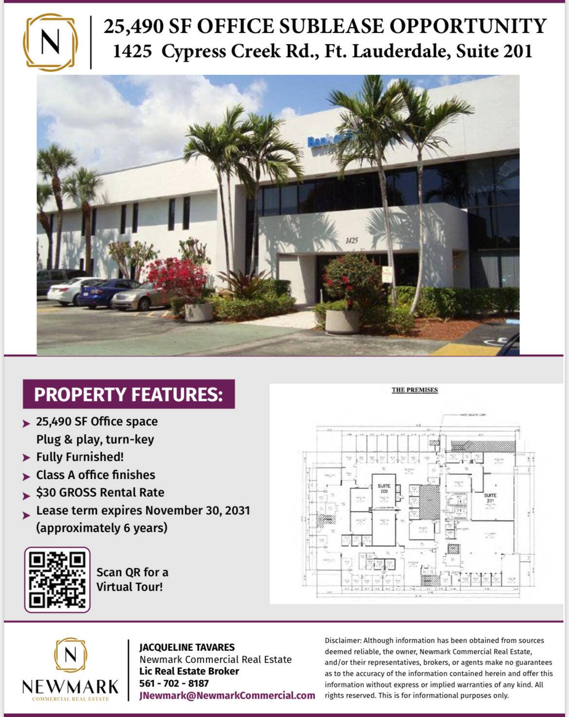 PROPERTY FEATURES 25, 490 SF Office spacePlug play, turn keyFully Furnished !