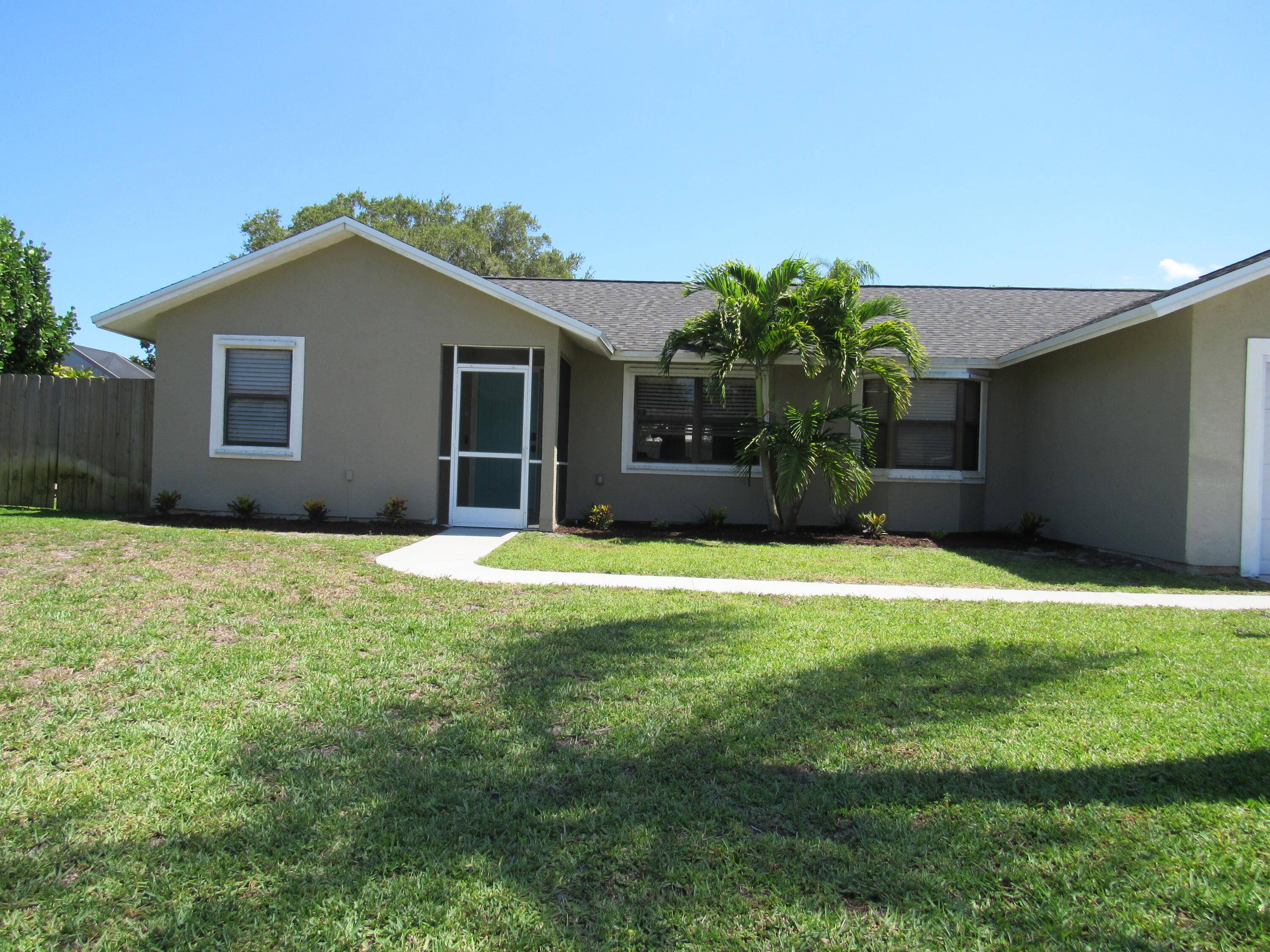 3 bedroom 2 bathroom 2 car garage with a fenced private yard and a pool.