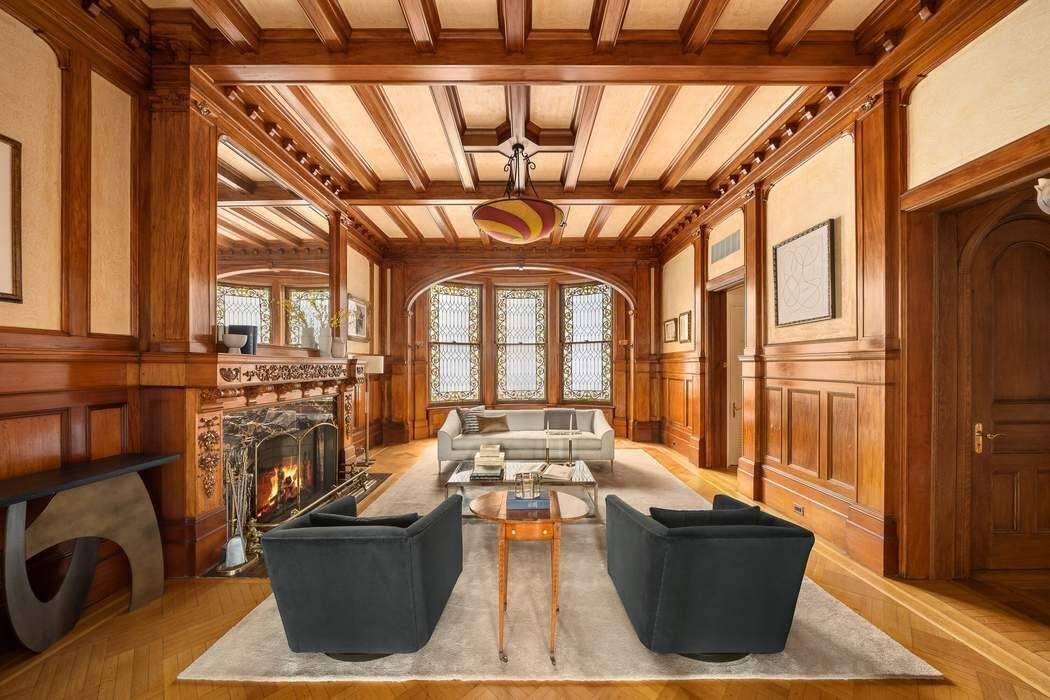 41 Riverside Drive is a rare, magnificent 30 wide limestone mansion with a Flemish Revival facade overlooking the Hudson River and Riverside Park.