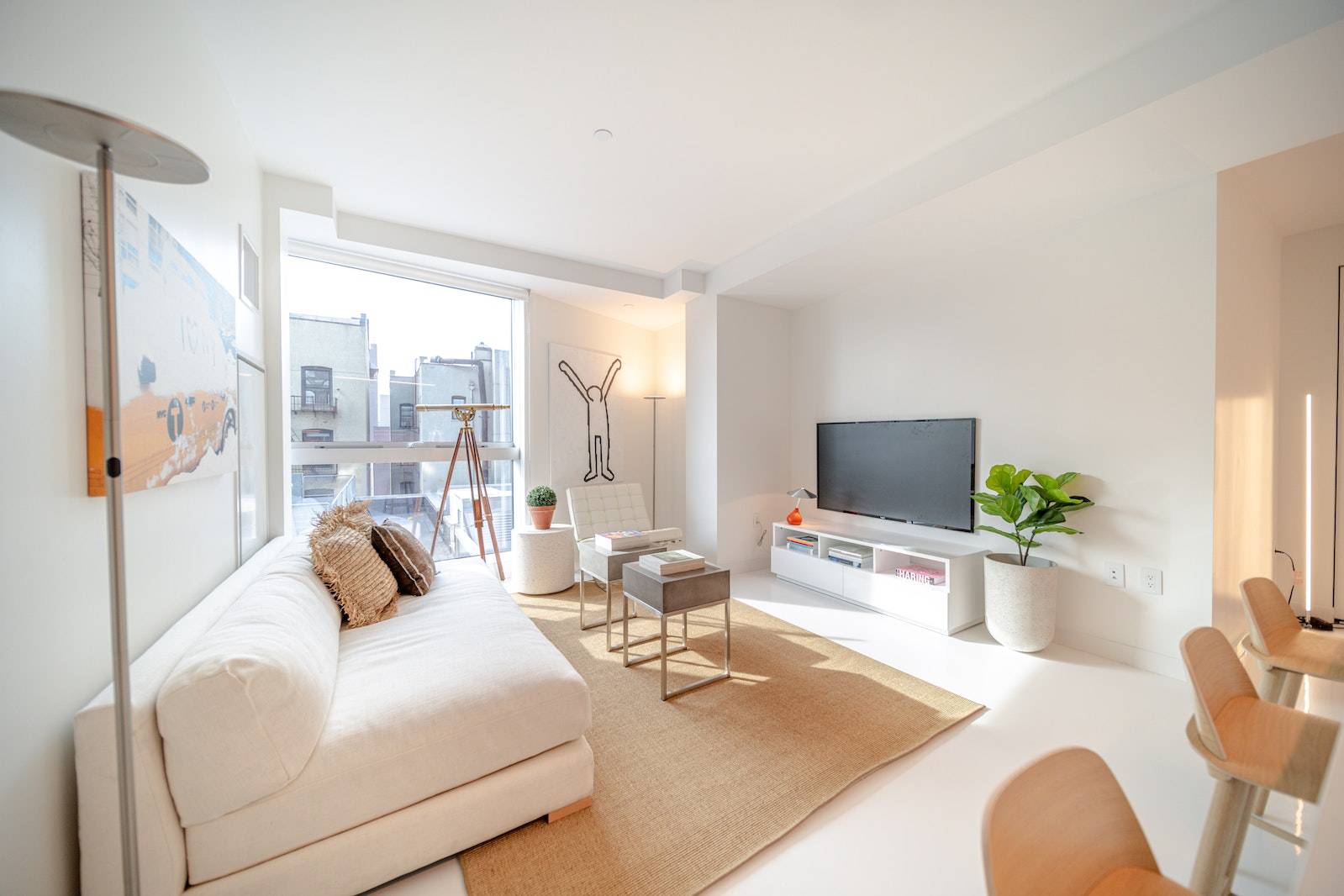 This bright east facing two bedroom features floor to ceiling windows and an amazing sunrise.