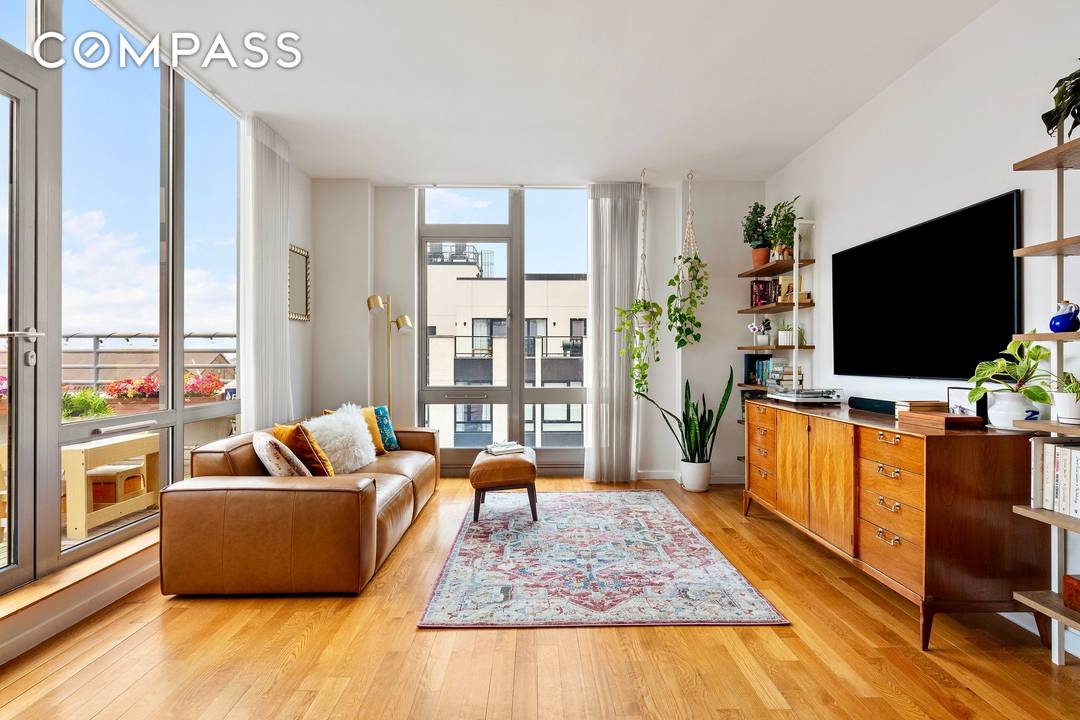 Perched atop the 7th floor of The Carlton Condominium in historic Clinton Hill, this penthouse 2BR 2BA home offers a rare sense of privacy and calm.
