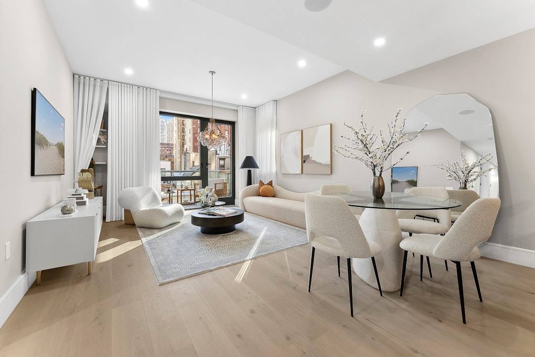 IMMEDIATE OCCUPANCY Residence 5B is a captivating half floor home featuring three bedrooms, three baths, and two private balconies, covering 1, 465 square feet.