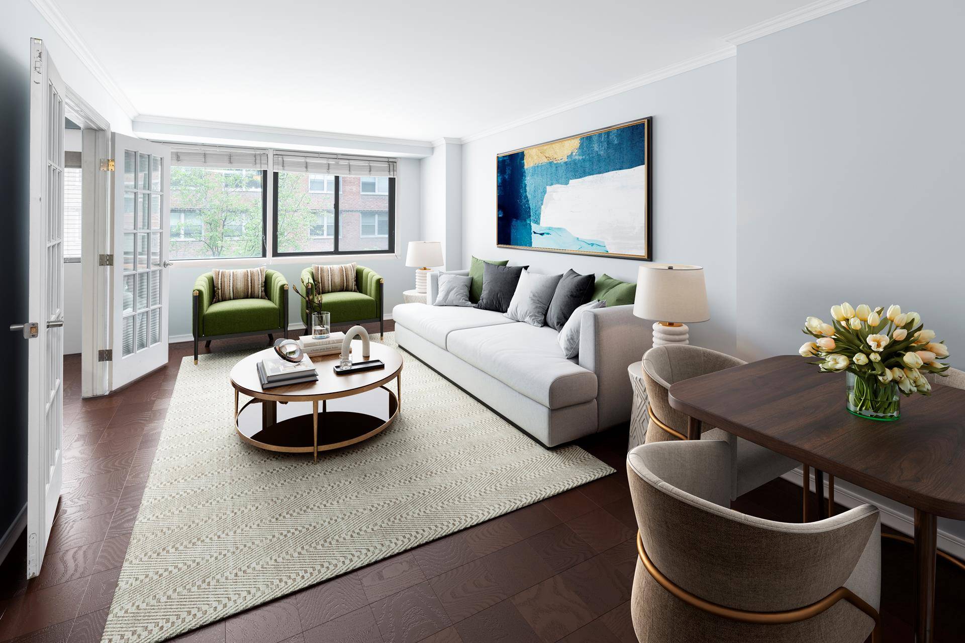 Come home to 3SS at the luxurious Chelsea Lane, a grand 1BR with tons of south facing light and a smart layout in one of Flatiron's premier full service co ...