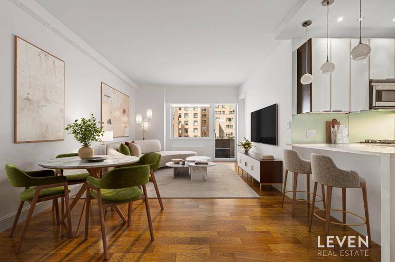 Beautifully renovated one bedroom with an additional home office guest room and two full baths featuring a private outdoor space with open city views, high 92 ceilings, modern recessed lighting, ...