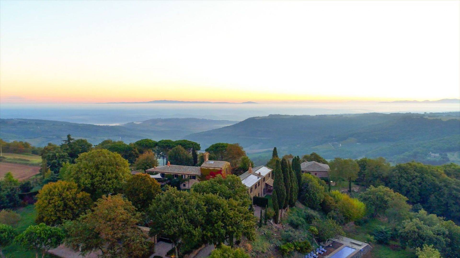 Astonishing abbey with a natural spring, finely restored with pool, solar panels, annexes and land for sale in Orvieto, Umbria.