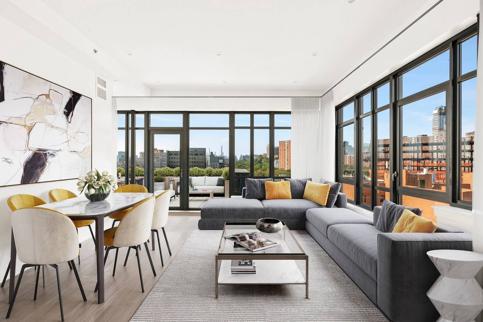 4 Bedroom Three Bath Over 2000sqft PH Duplex with Three Exposures and Three Terraces !