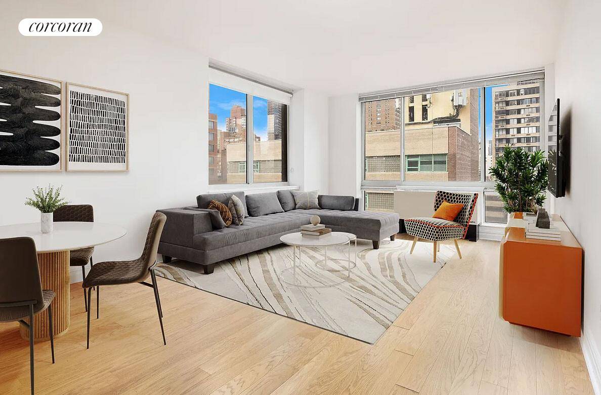 This corner oversized one bedroom with North and West views is located in a full service, amenity driven condominium.