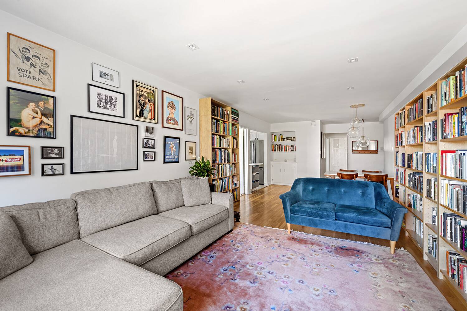 Spacious, light filled three bedroom, two bath home boasts beautiful hardwood floors, three exposures east, west, and north, and an abundance of closet space !