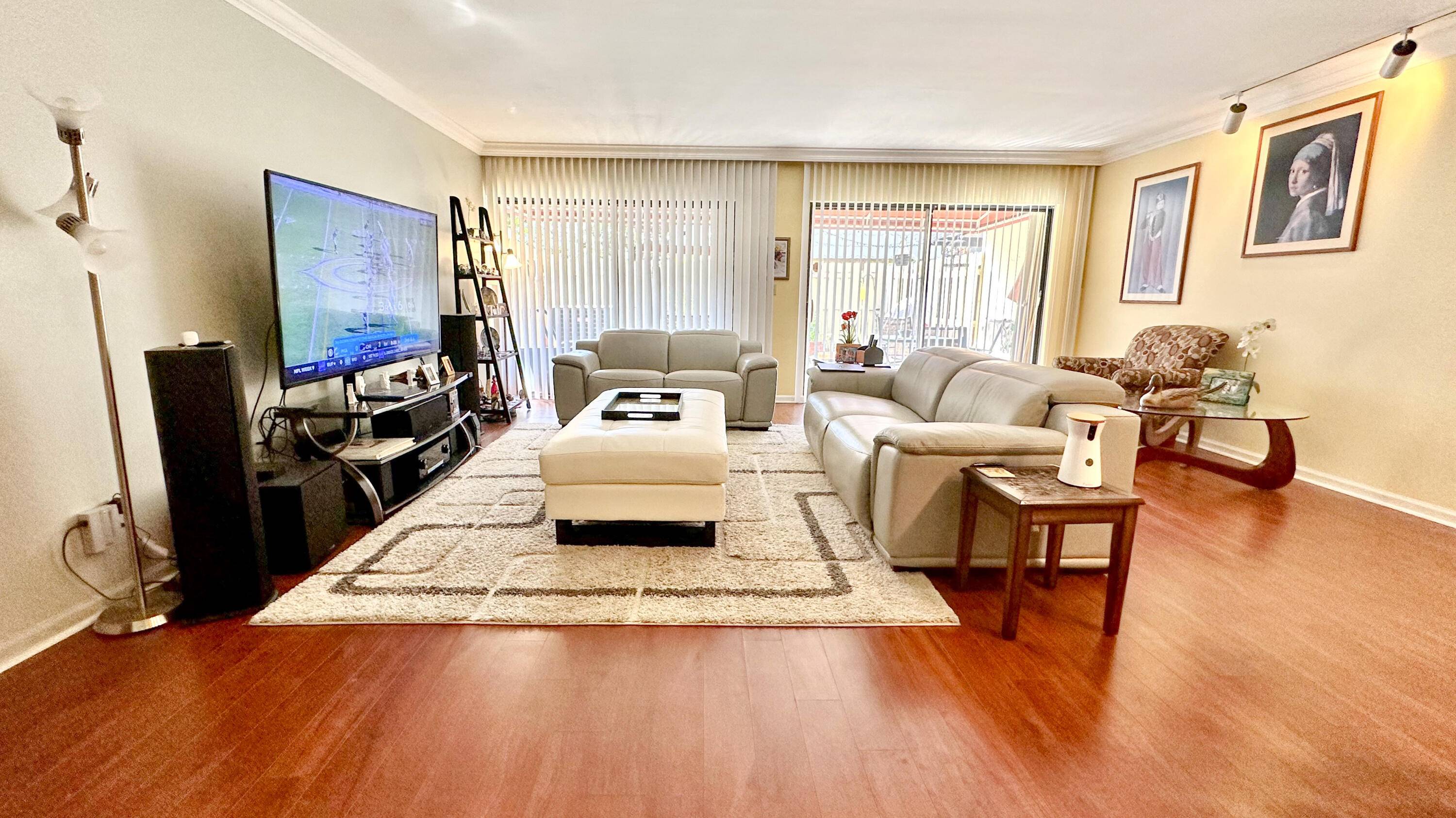 This unit is tucked in at Vista Del Lago near Embassy Drive, and a walking distance from the Palm Beach Outlets, Whole Foods, Target, and Best Buy.