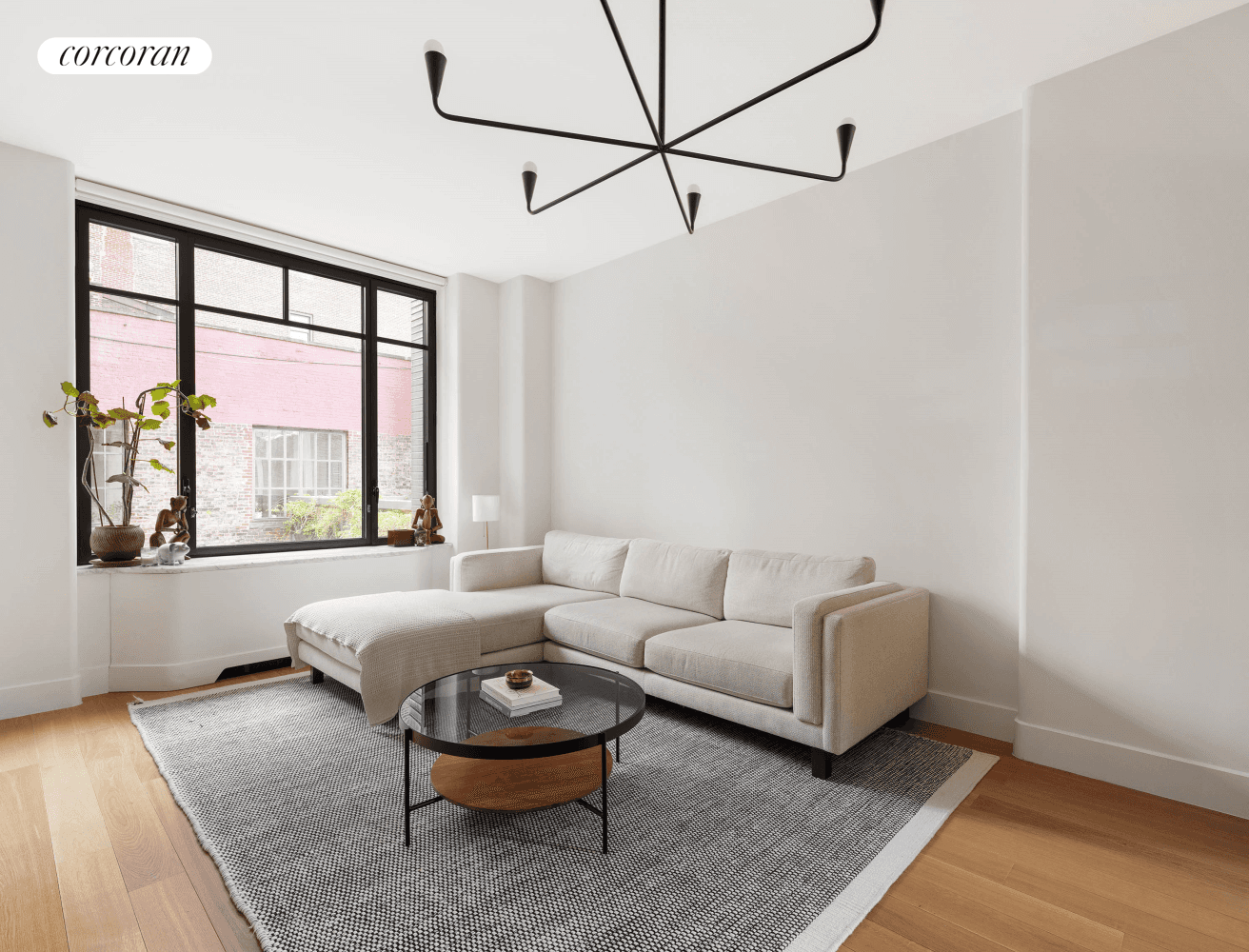 Residence 9H at Greenwich West is a two bedroom, two bathroom home with both Sothern and Eastern exposures.
