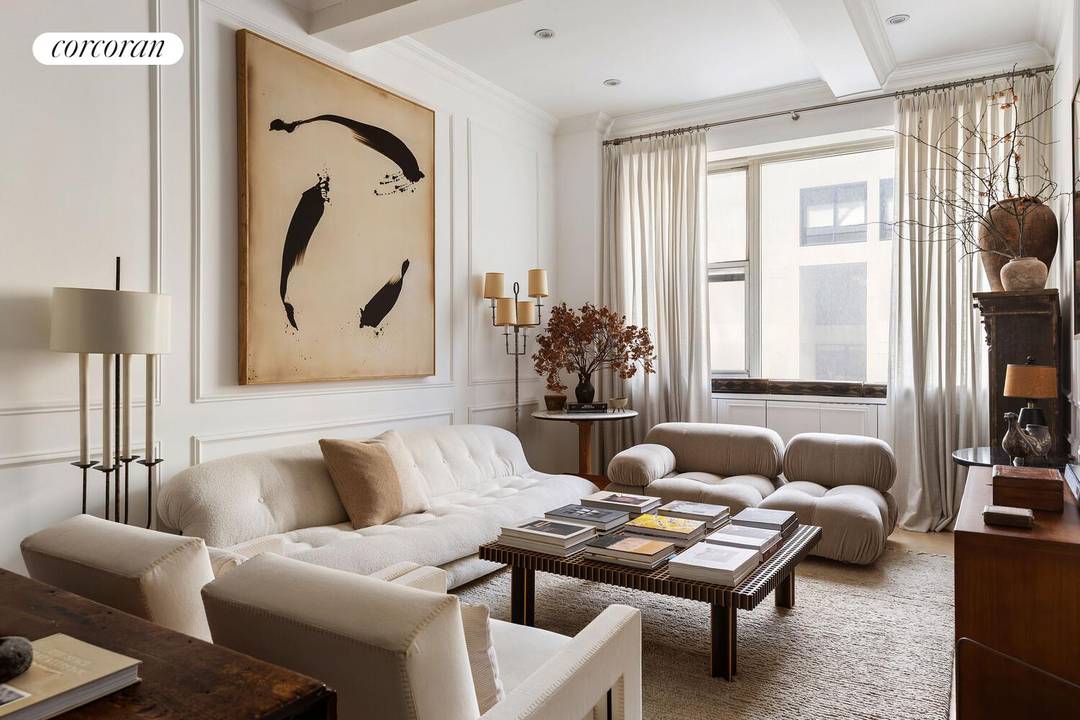 Welcome to Residence 4D at the Kheel Tower a meticulously renovated one bedroom, two bathroom home that seamlessly blends prewar character with modern design in the heart of Chelsea.