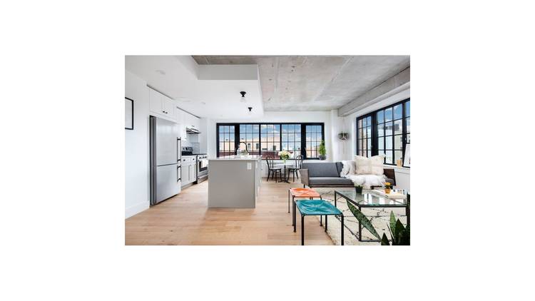 Bright and spacious 1 bedroom with the industrial chic oversized windows, open island kitchen, great closet space, and an in unit Bosch washer amp ; dryer.