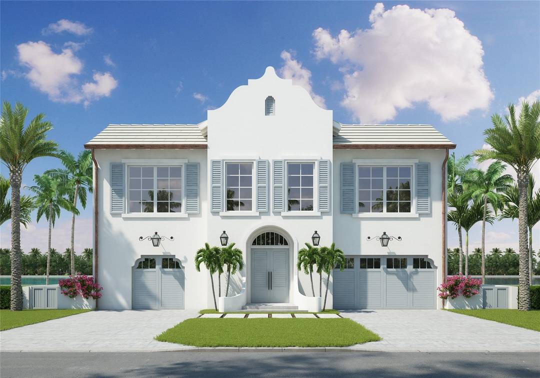 New Bermuda Colonial Inspired deepwater estate sited on 70 feet of waterfrontage on a quiet lane of only 16 waterfront residences off South Ocean Blvd with private keyed beach parking ...