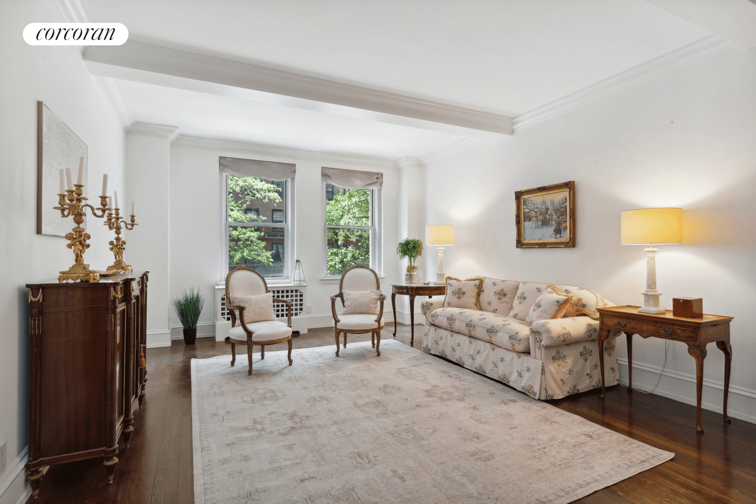 Sunny, South facing, turn key apartment in beautiful five room Emery Roth Pre war cooperative.