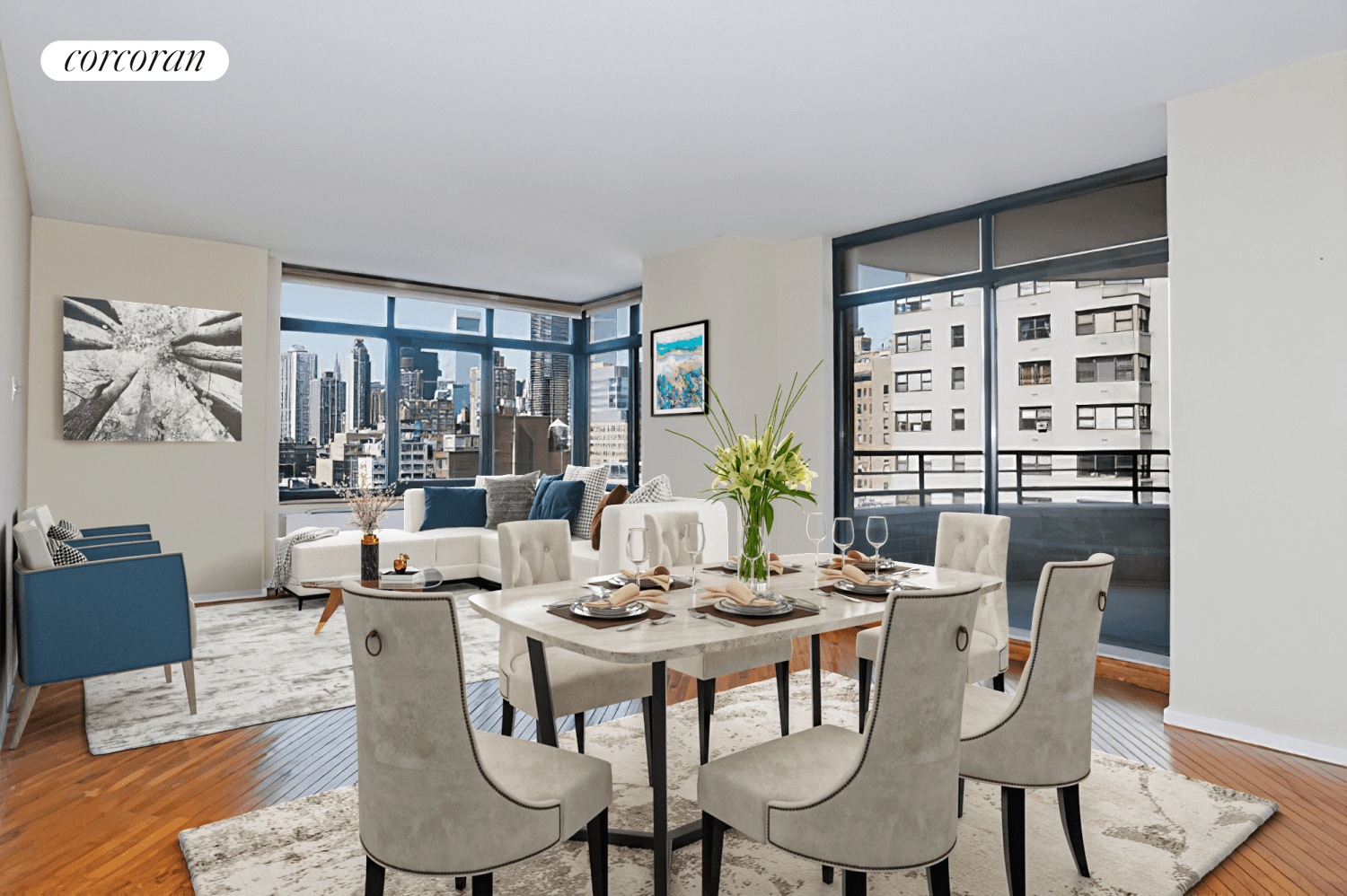 Welcome to Apt. 1202 Corner Sun Blasted 1 bedroom 1Bath apartment with spacious outdoor space, and has beautiful Open Southern and Western city views including the Manhattan skyline.