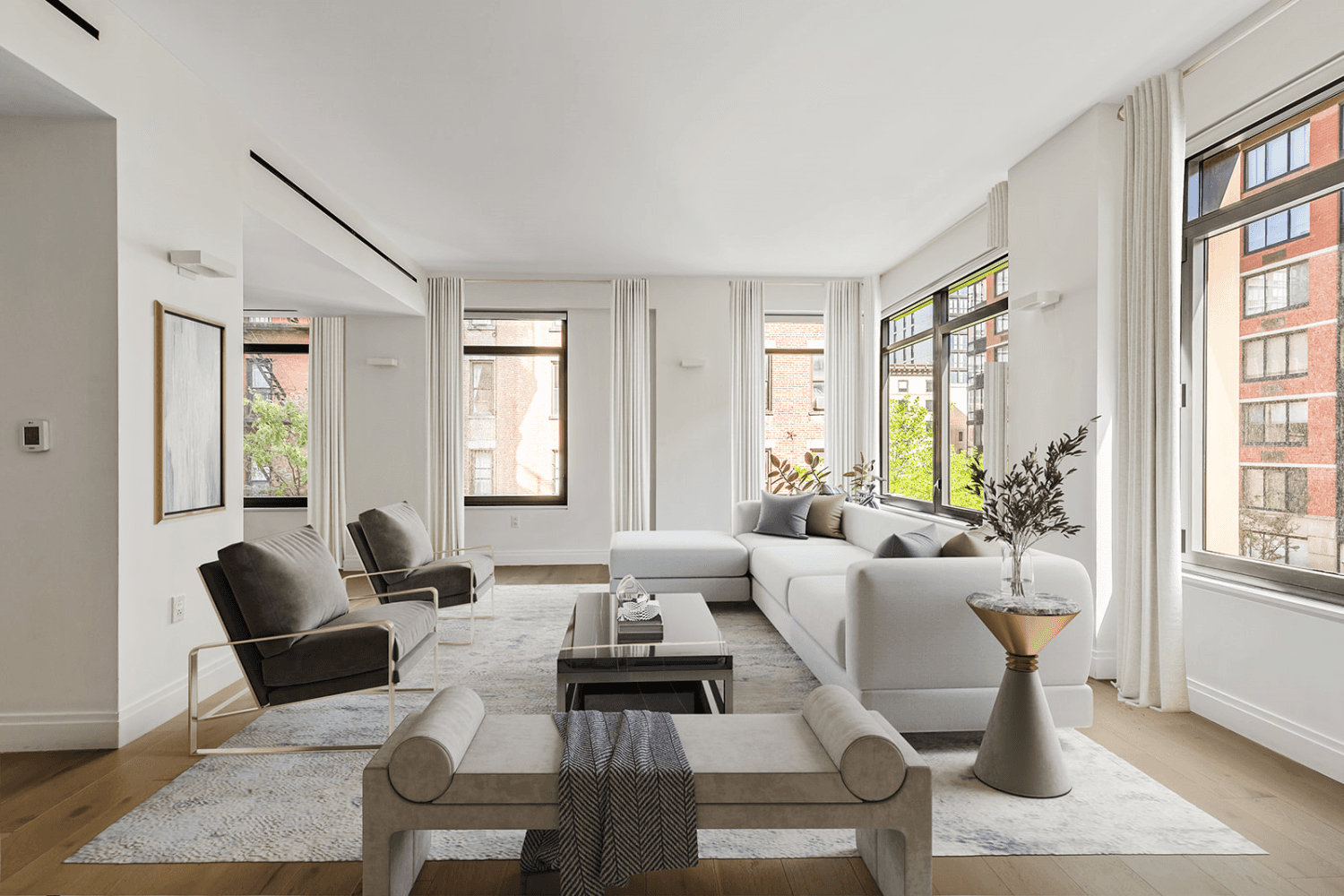 Exceptional Light, Impeccable Design, and the Largest Three Bedroom in the Building Please note photos are virtually staged Welcome to Residence 3C at Dahlia, 212 West 95th Street a bright, ...