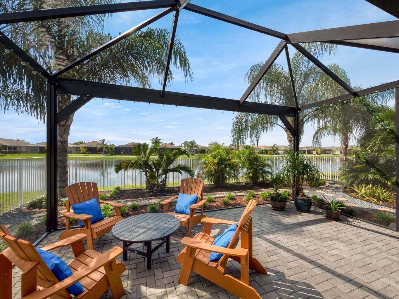 Welcome to this exceptional 3 Bedroom or 2 bedroom Den 2 bathroom lakefront home, located in the beautiful 55 community of Valencia Cay at Riverland.