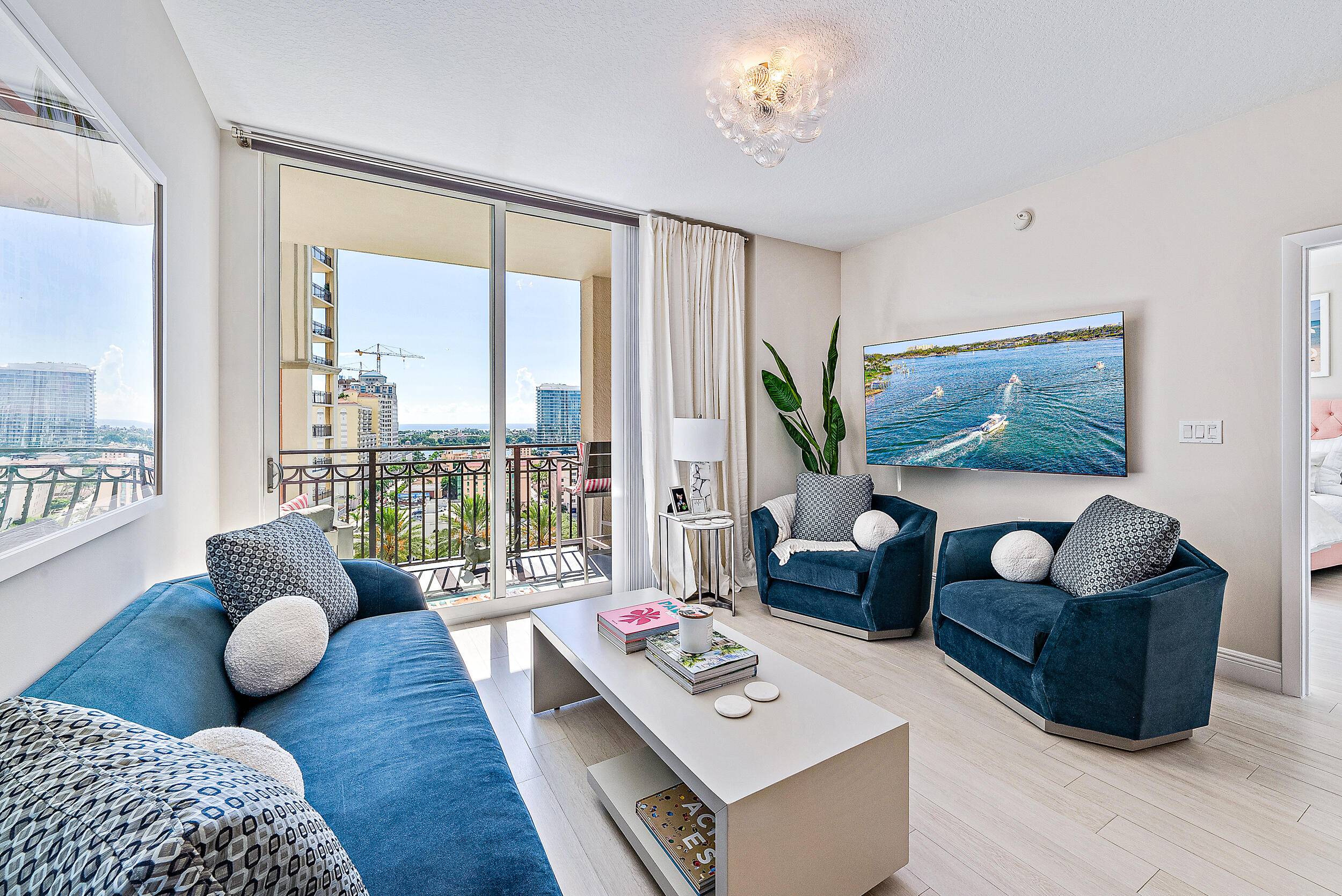 Stunning fully furnished and turnkey residence available for lease in the heart of downtown West Palm Beach with beautiful water views.