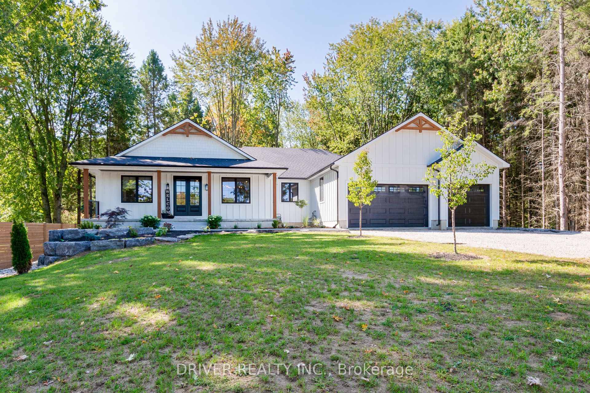 Rare Opportunity ! NEW Custom built Modern Country farm house with attached triple car garage on a wooded 1 acre lot backing onto green space, with nearby walking trails that ...