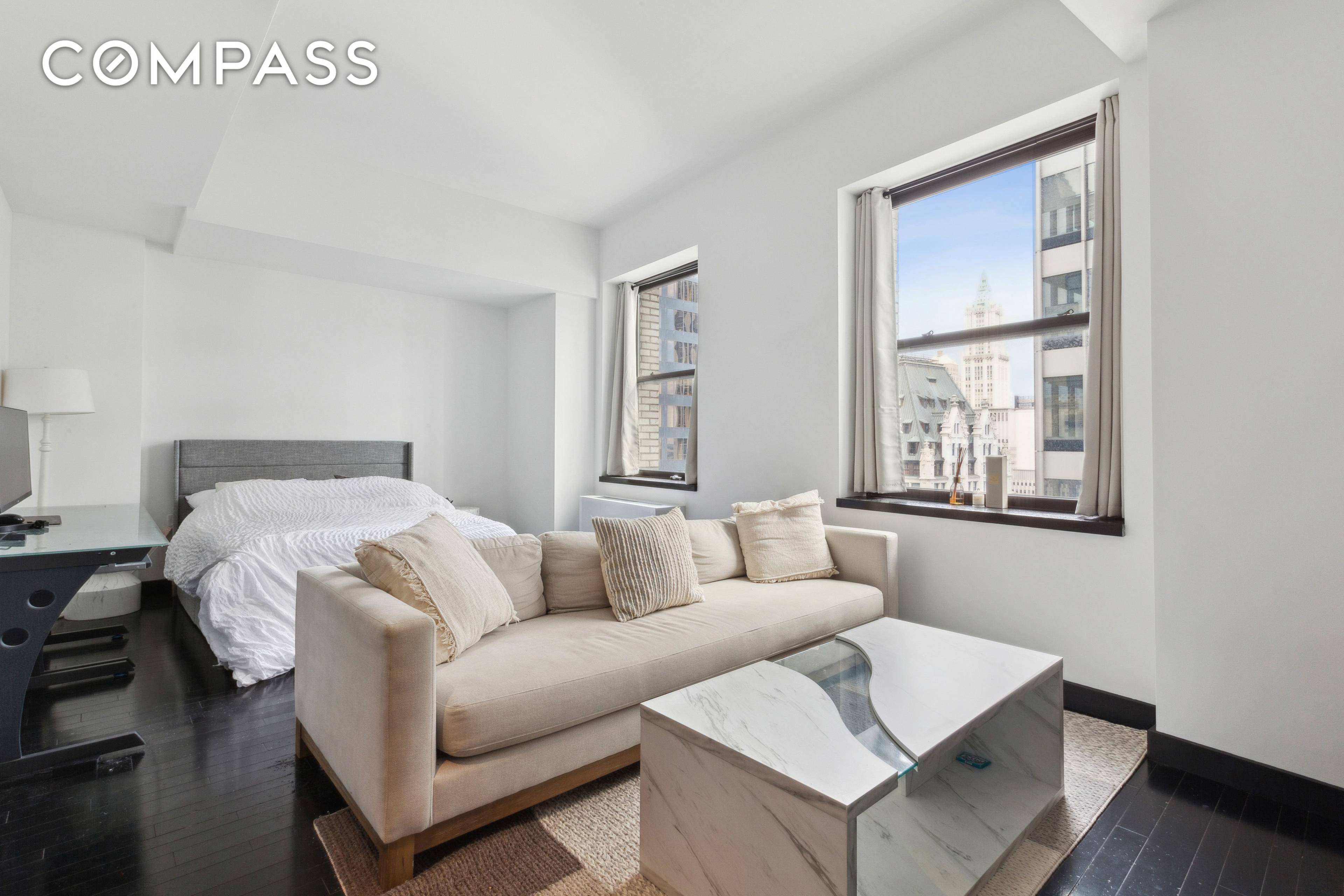 29th floor spacious Studio with bright Western exposures through oversized windows !