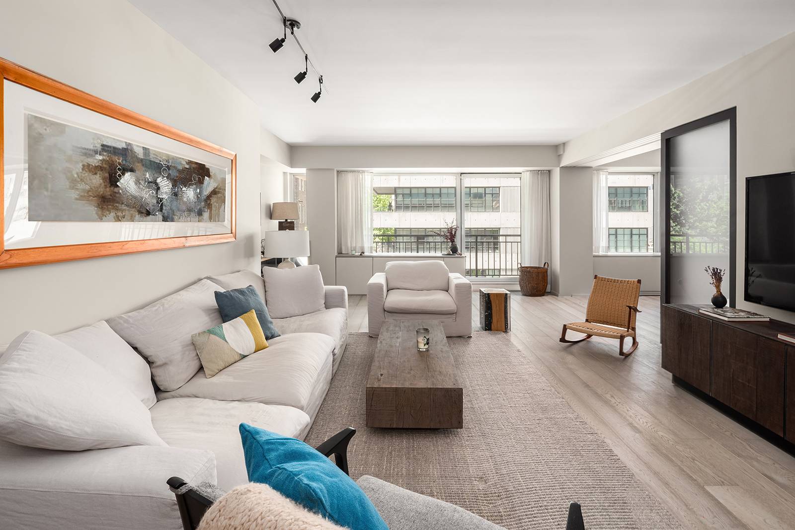 Perched above The High Line, this two bedroom, two bathroom loft style home spans over 1, 421 sq.