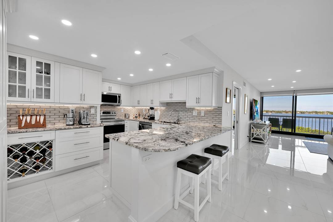 Beautifully renovated waterfront condo with magnificent views of the intracoastal from every room.