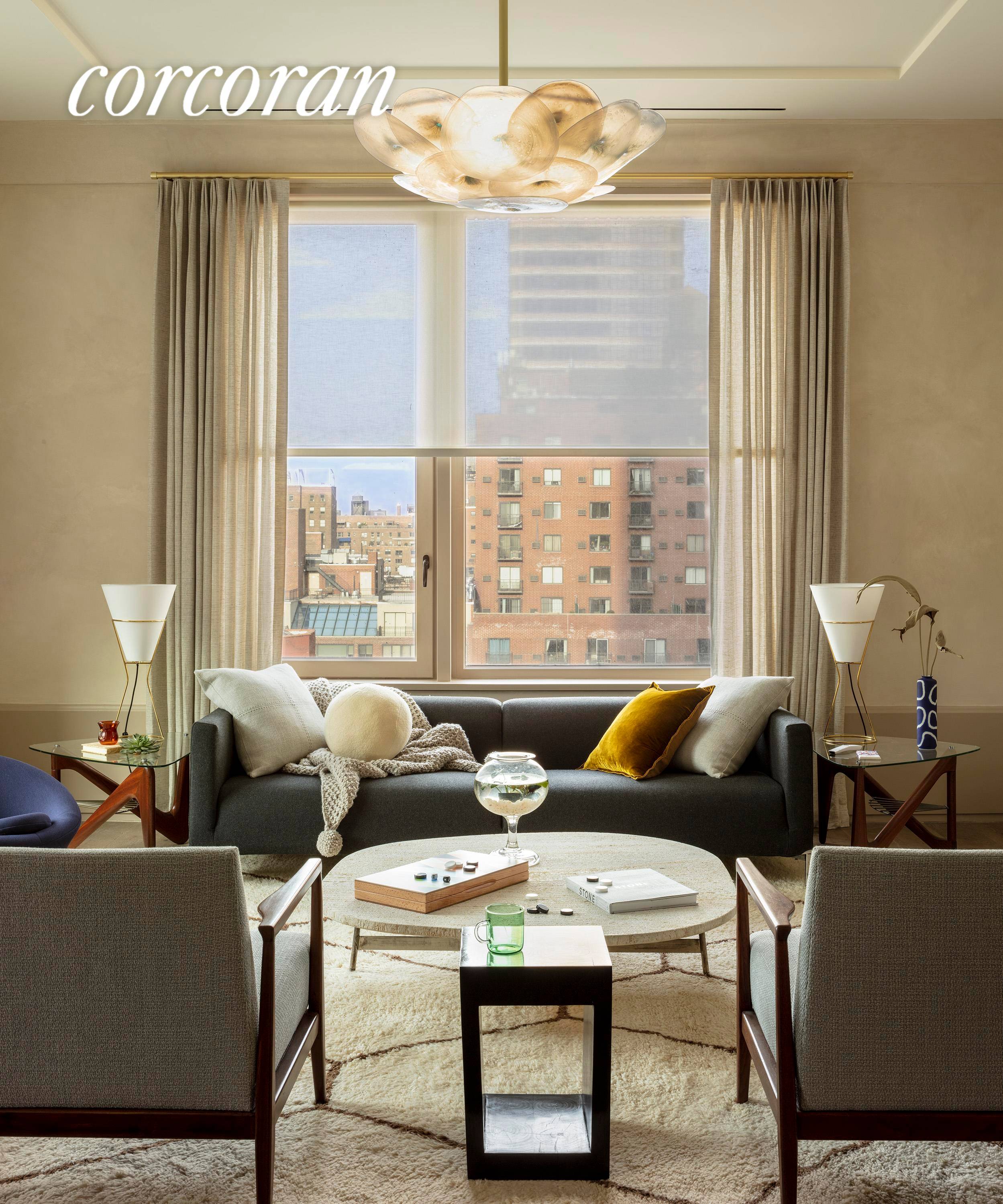 Residence 10B resonates with light, enjoying four exposures in this 2082 sqft.