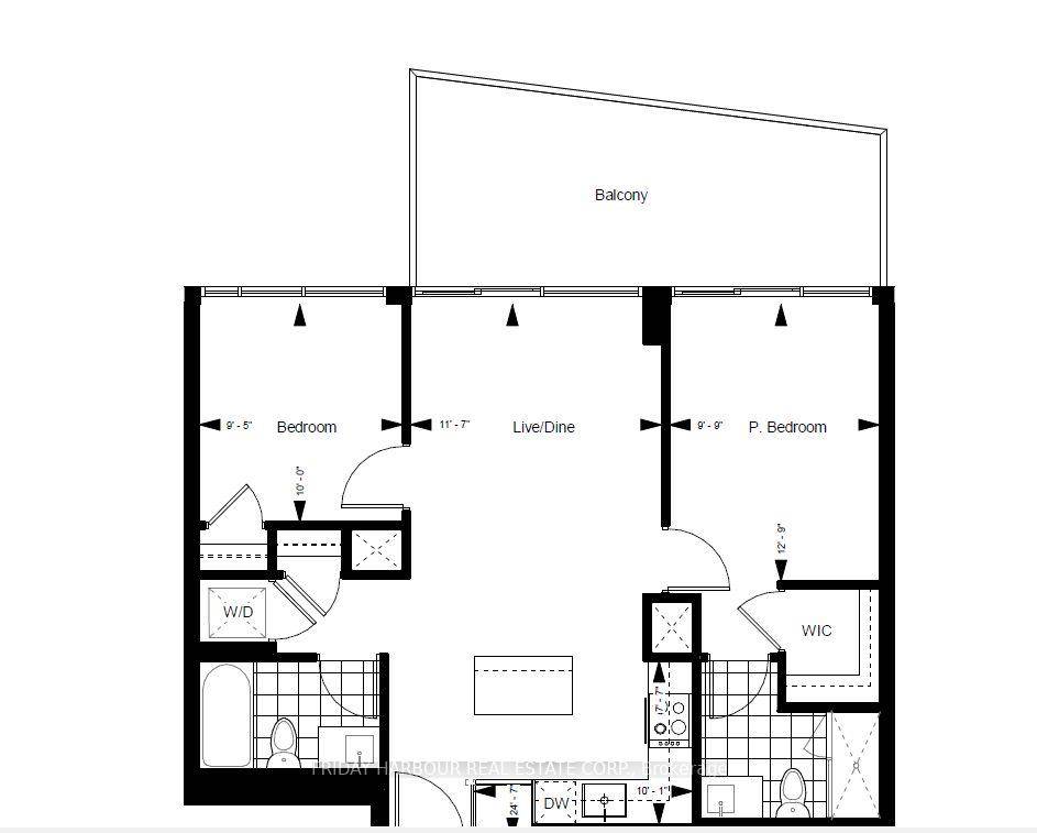 Two bedroom residence on the 5th floor with an east facing view.