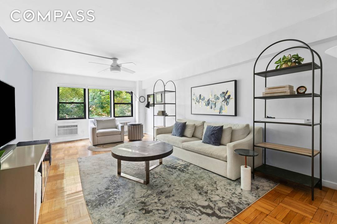 Flooded with southern light, this beautifully renovated one bedroom, one bath home at Dover House blends timeless elegance with modern comfort.