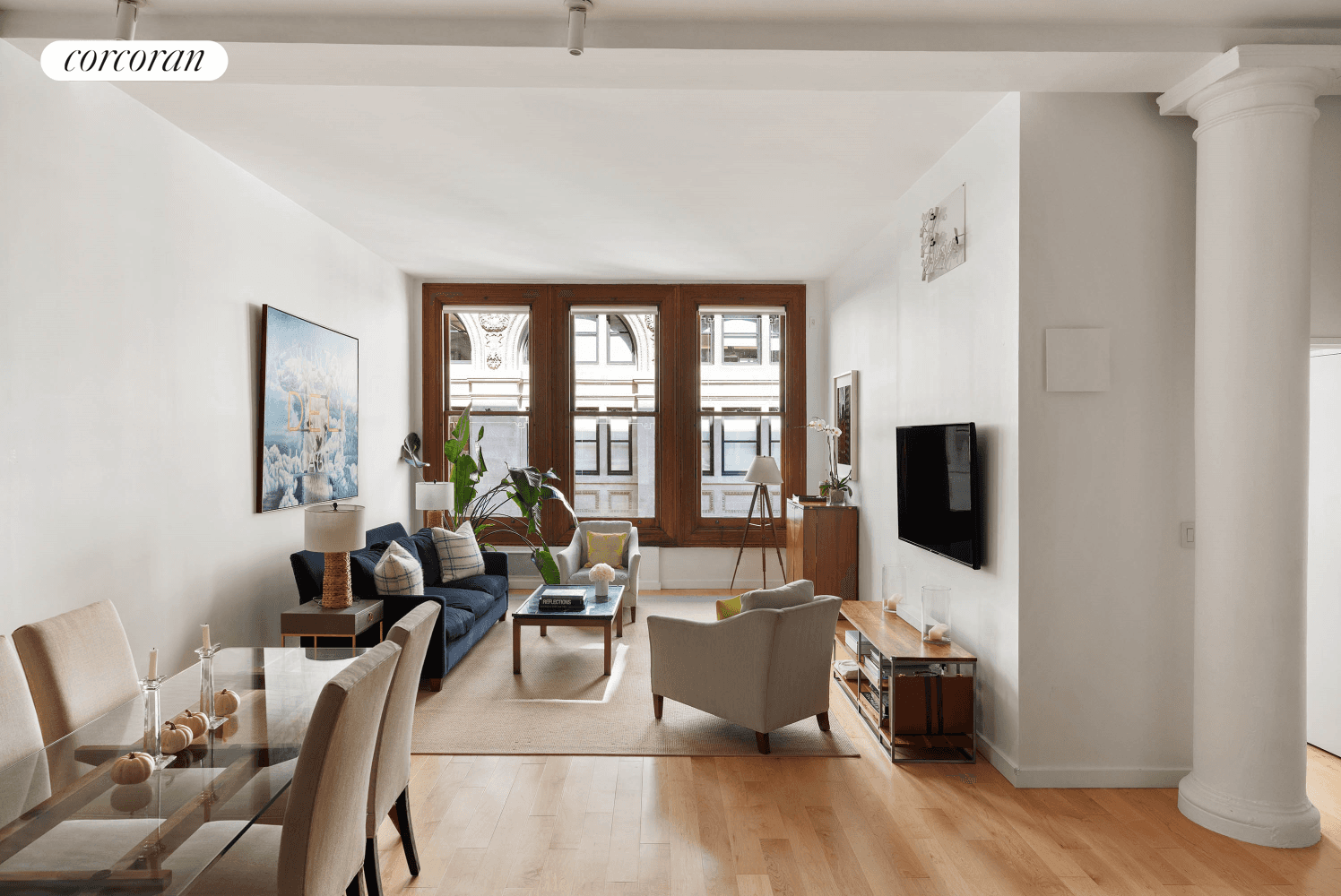 Old meets new in this rarely available 2 bedroom, 2 bathroom loft for sale on the Ladies Mile in Flatiron, one of New York City's most desirable neighborhoods.