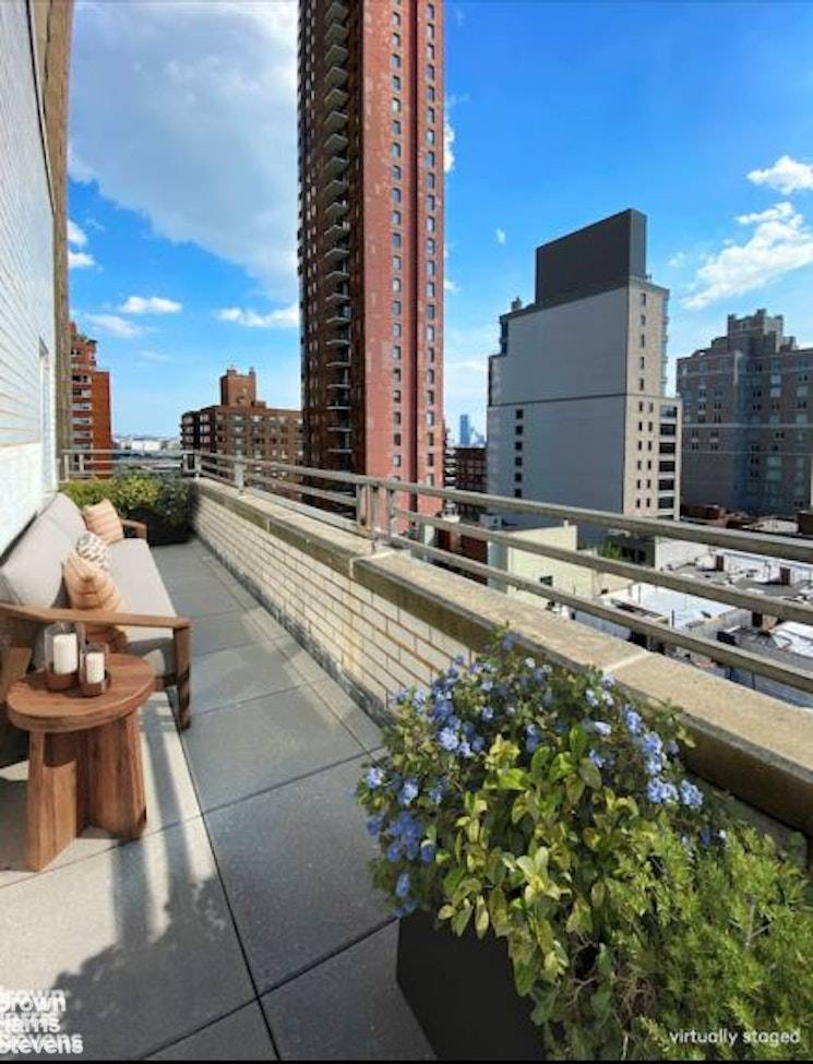 This twin terraced penthouse overlooking the city boasts high 9 foot plus ceilings, oversized rooms, both a south and east facing terrace, a tastefully renovated windowed kitchen amp ; bathroom, ...