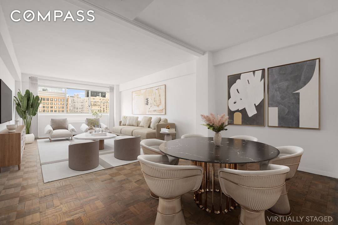 This sun filled, oversized, high floor one bedroom residence in Lenox Hill, features spectacular, open city views from Eastern and Western exposures, and a recently renovated kitchen and bathroom.