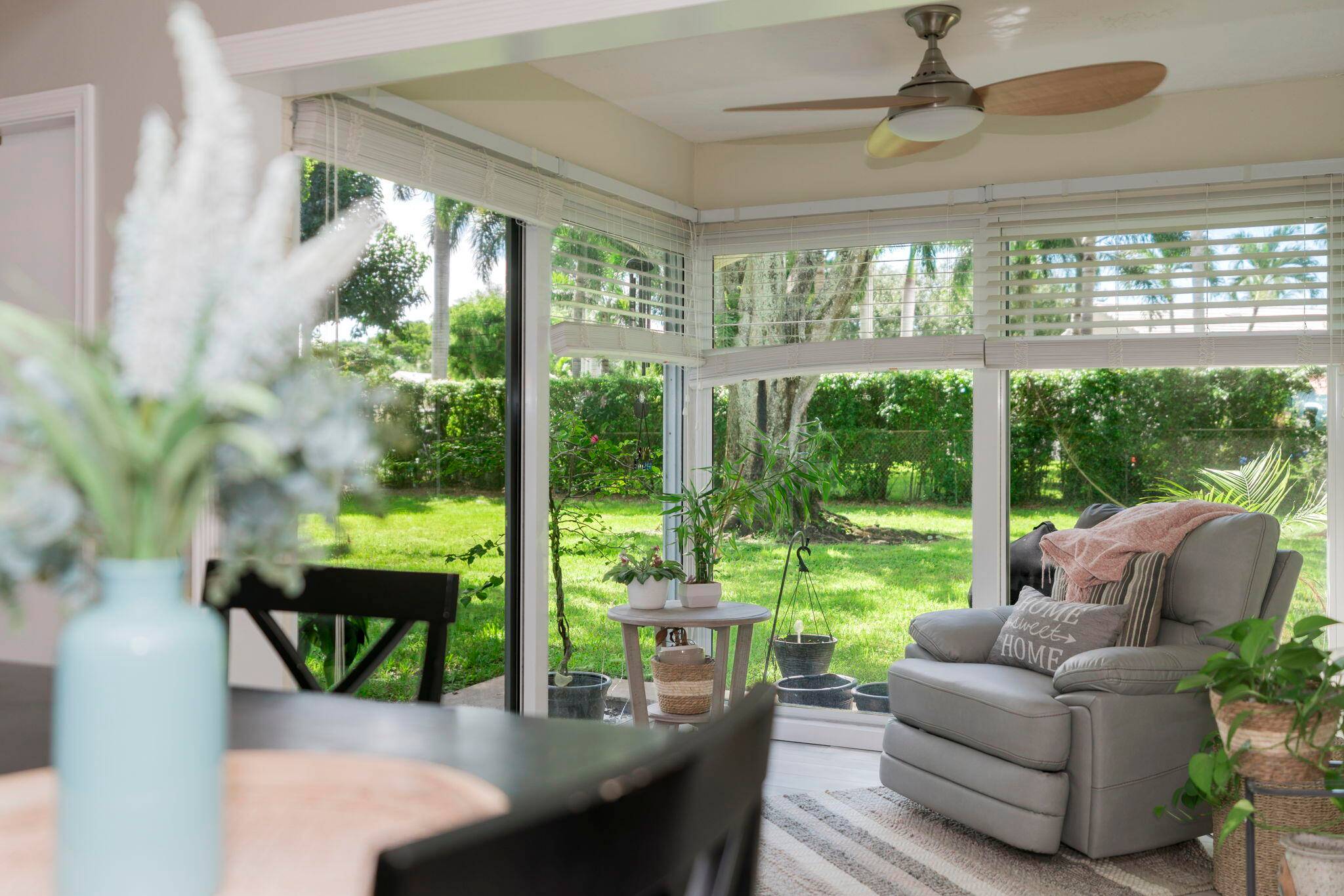 Welcome to this beautifully renovated 2 bed, 2 bath villa with a bonus sunroom in a vibrant 55 community !