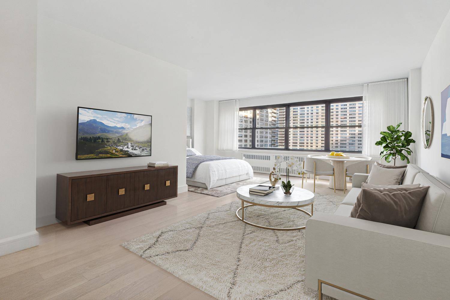 Newly and beautifully renovated and barely lived in oversized, sunny, and serene alcove studio state of the art kitchen w high end appliances, 1 gorgeous bathroom with marble floors and ...
