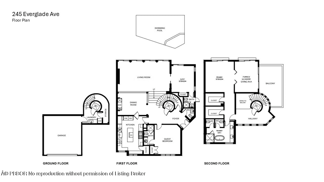 Featuring a rare CLAY TENNIS COURT and sunsets over an OLYMPIC SIZE LAP POOL on the Intracoastal, 245 Everglade Ave, a 3 BR 3.