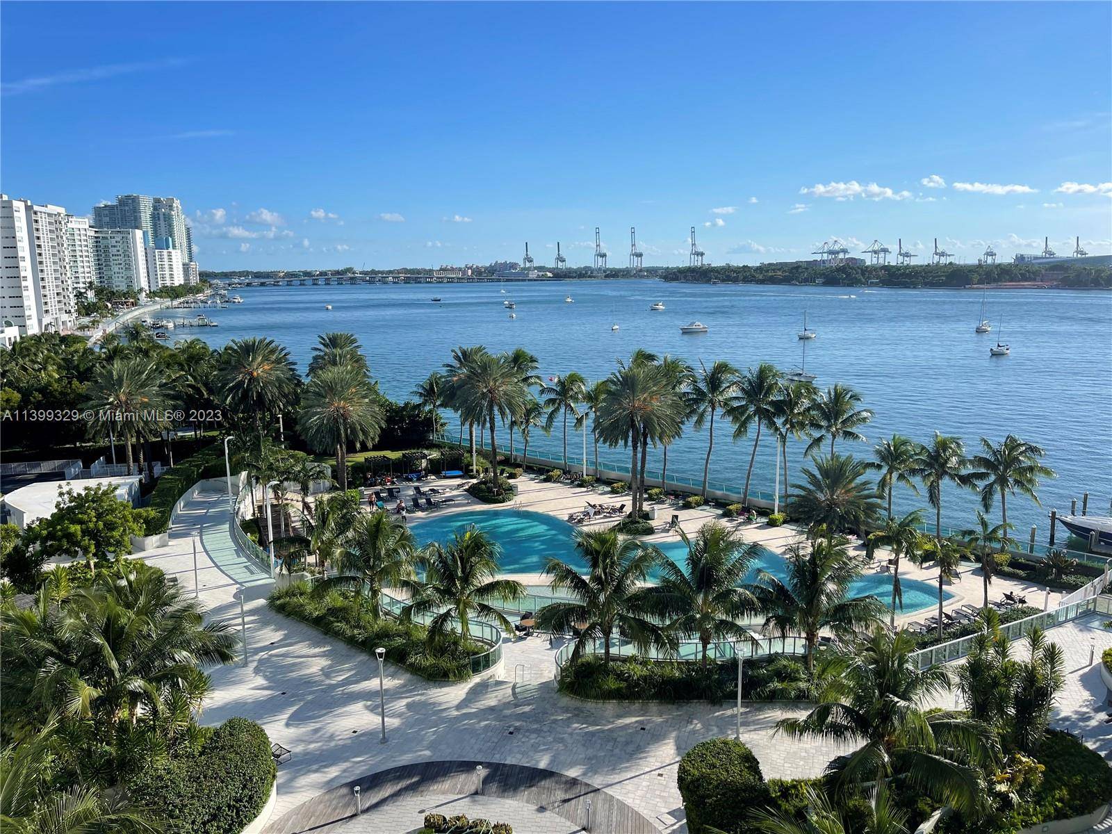Stunning view of the Water Bay and the Miami Skyline.