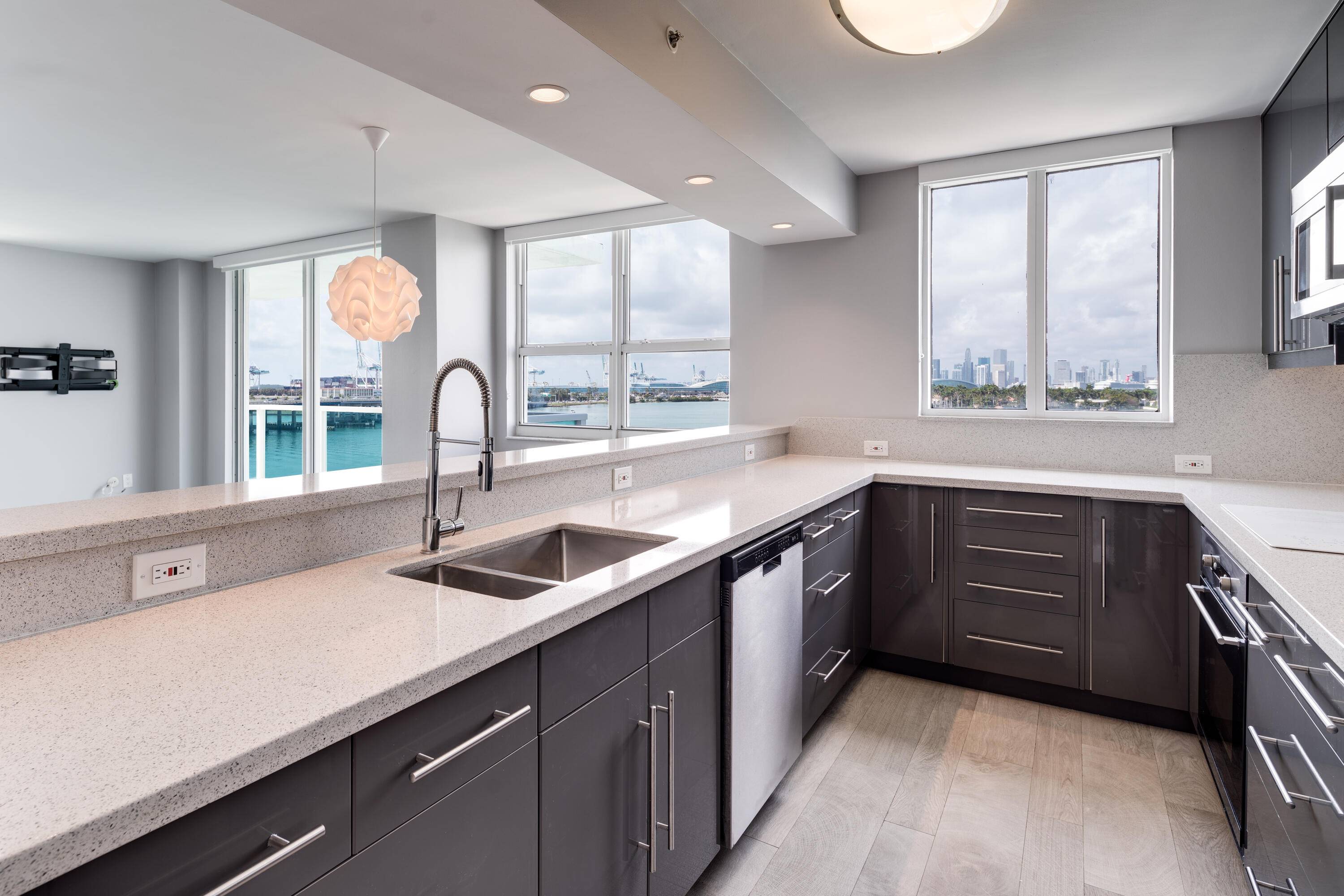 Rarely available Southwest corner unit at the Floridian Miami Beach beautifully renovated and redesigned by ASID award winning interior designer Adele Lampert.