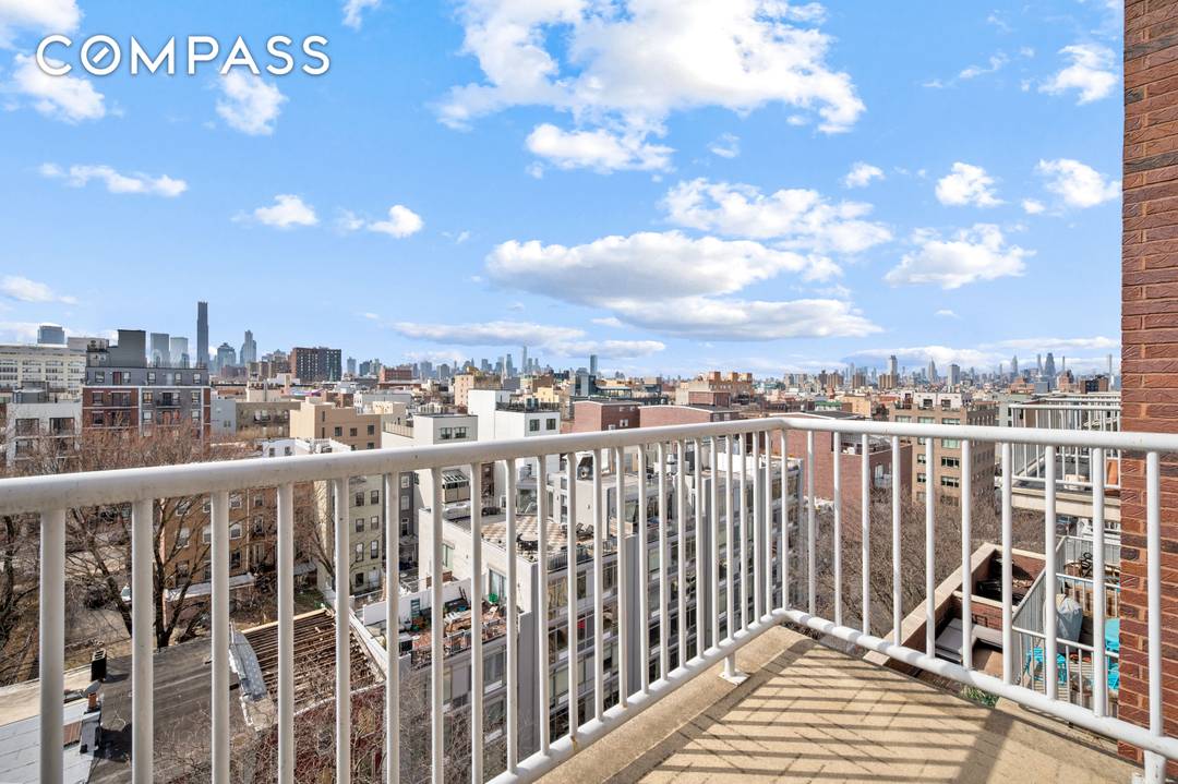 Rare one bedroom condo with three private outdoor spaces and skyline views.