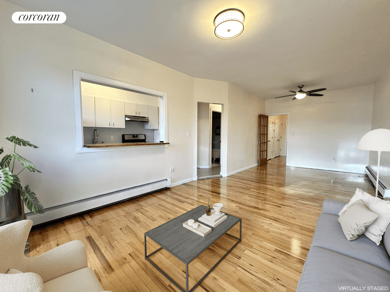 Gorgeous 2 Bedroom Railroad Apartment with Bonus Room and 1 Bathroom in a Classic Brownstone Style Home This gorgeous apartment seamlessly blends modern functionality with timeless pre war elegance.