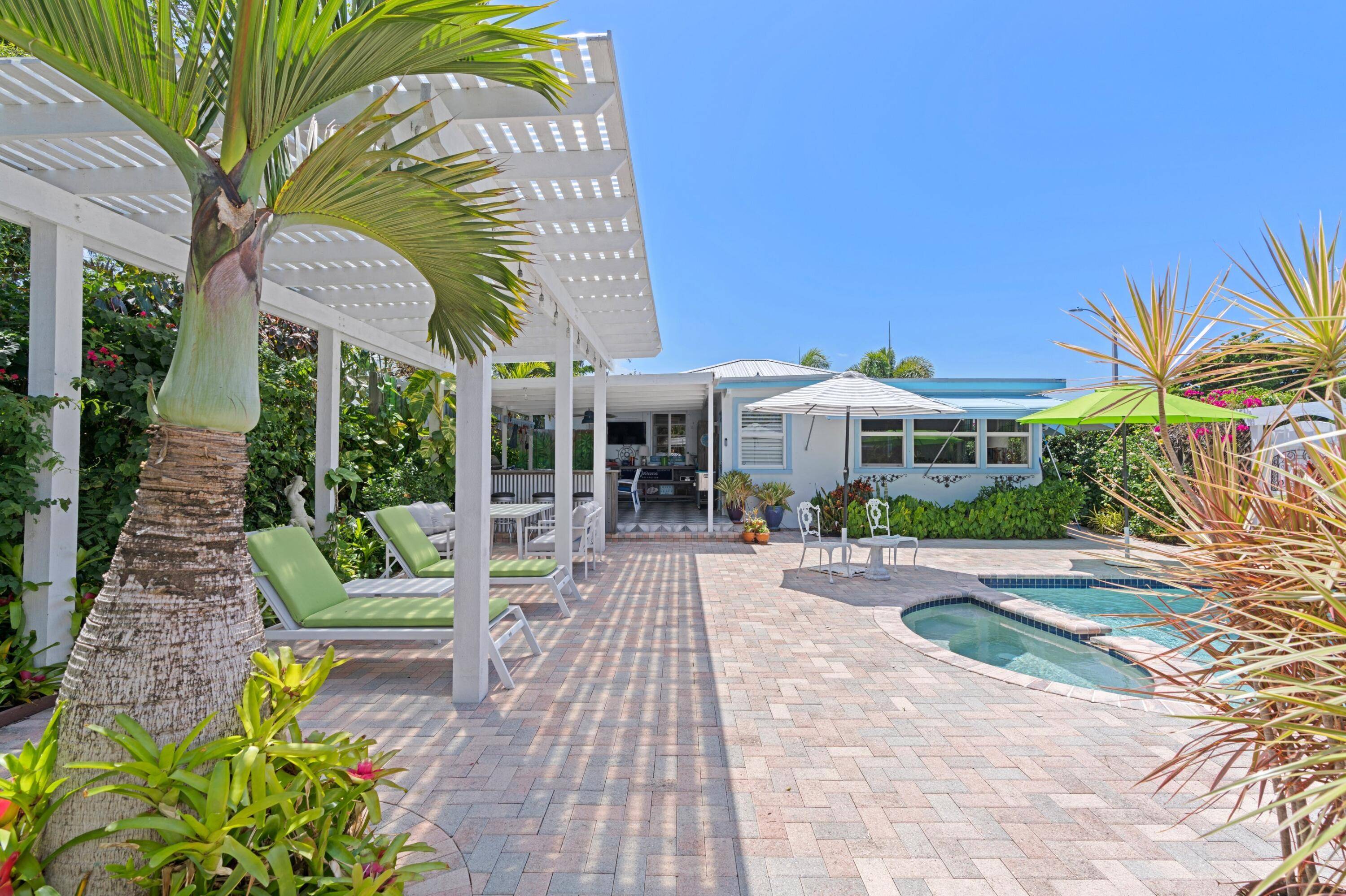Move in ready, 2 bedroom, 2 bath main house, with a 1 1 cottage, beautiful pool deck, and covered outdoor area.