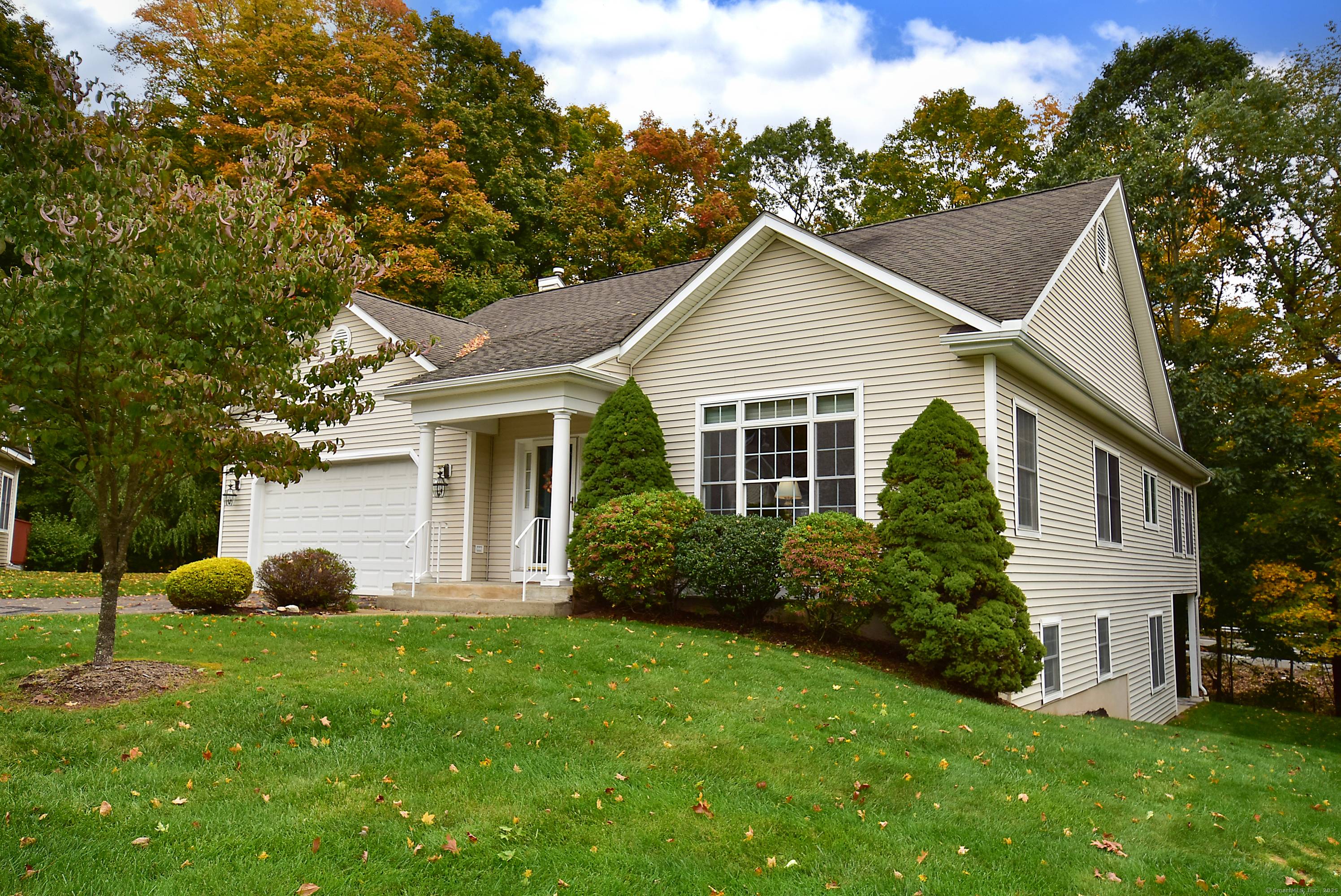 Beautiful pillars grace the tiled foyer of this natural light filled open floorplan ranch, with exquisite chandeliers, generous sized rooms, and vaulted ceiling in the sunroom.