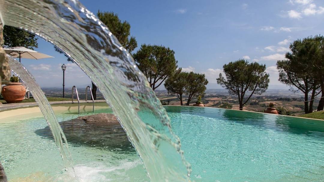 Italy, Tuscany, Siena. Beautiful restored estate for sale with two houses, two swimming pools and 50 he of land, forest, olive grove.
