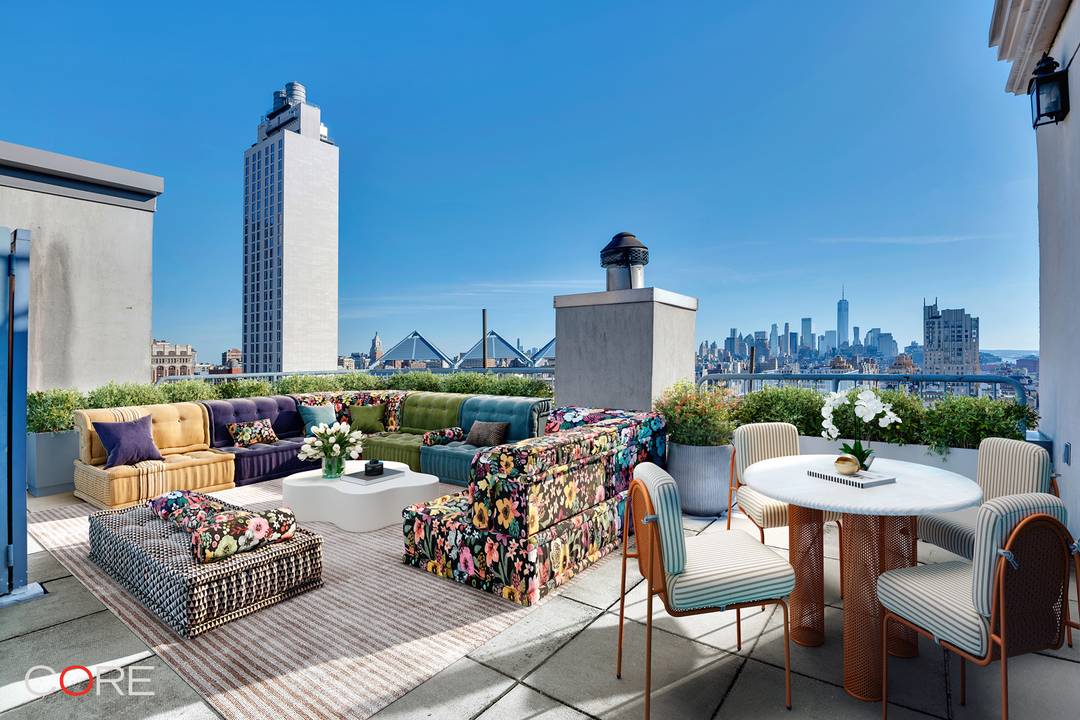 Introducing Penthouse A at the iconic Chelsea Mercantile, a spectacular three bedroom, three bathroom duplex with a private roof terrace offering sweeping views of downtown Manhattan and the Hudson River.